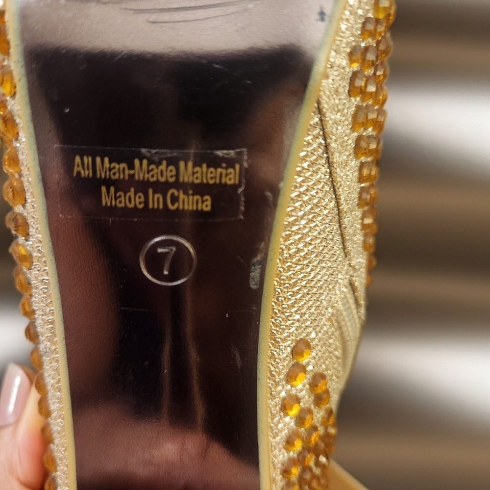 Gold Rhinestone Platform Heels - Picture 4 of 4